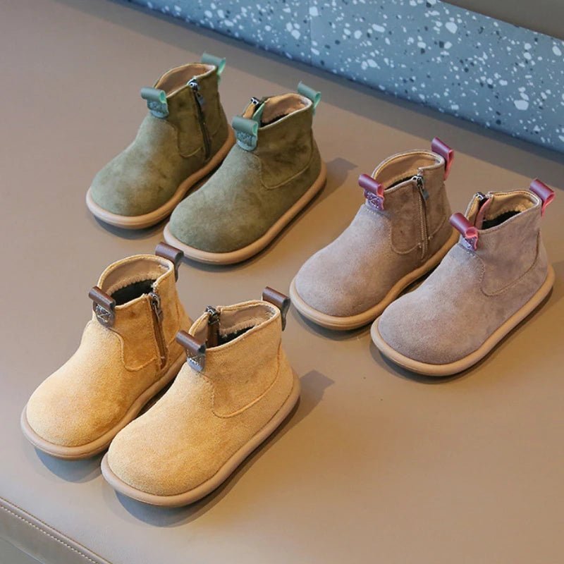 Ravello Kids Oxford Suede Boots - Anti - Slip Plush Ankle Boots for Autumn and Winter - Ravello Barefoot Shoes